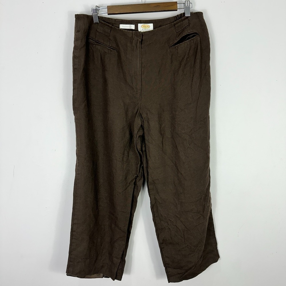 Talbots Irish Linen Pants 16W Wide Leg Ankle Minimalist Earthy Quiet Luxury